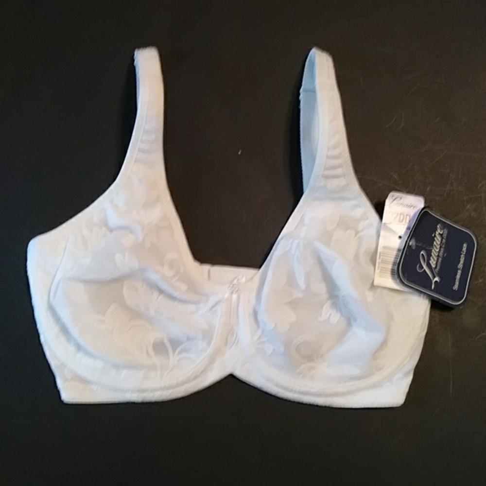 New Lunaire Lace Seamless Semi-Sheer Stretch Underwire Bra 32DD White